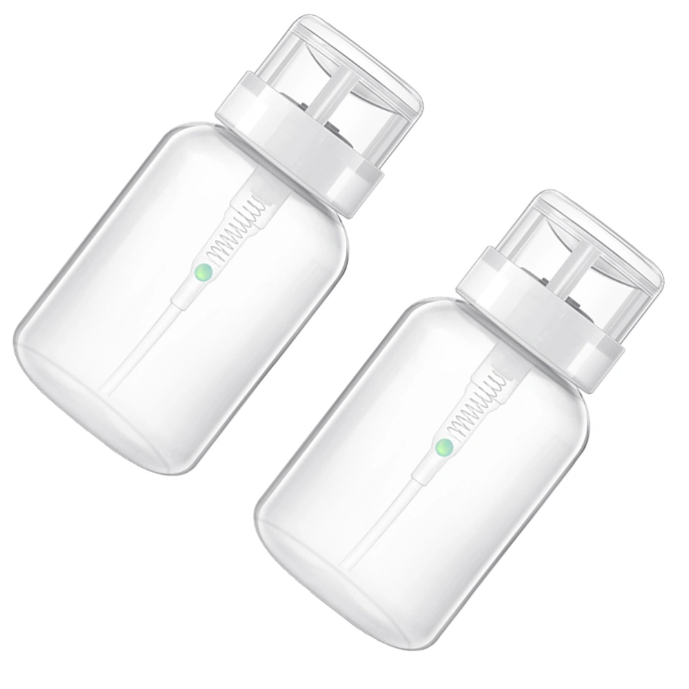 2pcs 200ml Nail Polish Remover Press Bottles Empty Lockable Pump Dispenser Bottles (Black Neck and White Neck Press Bottle)