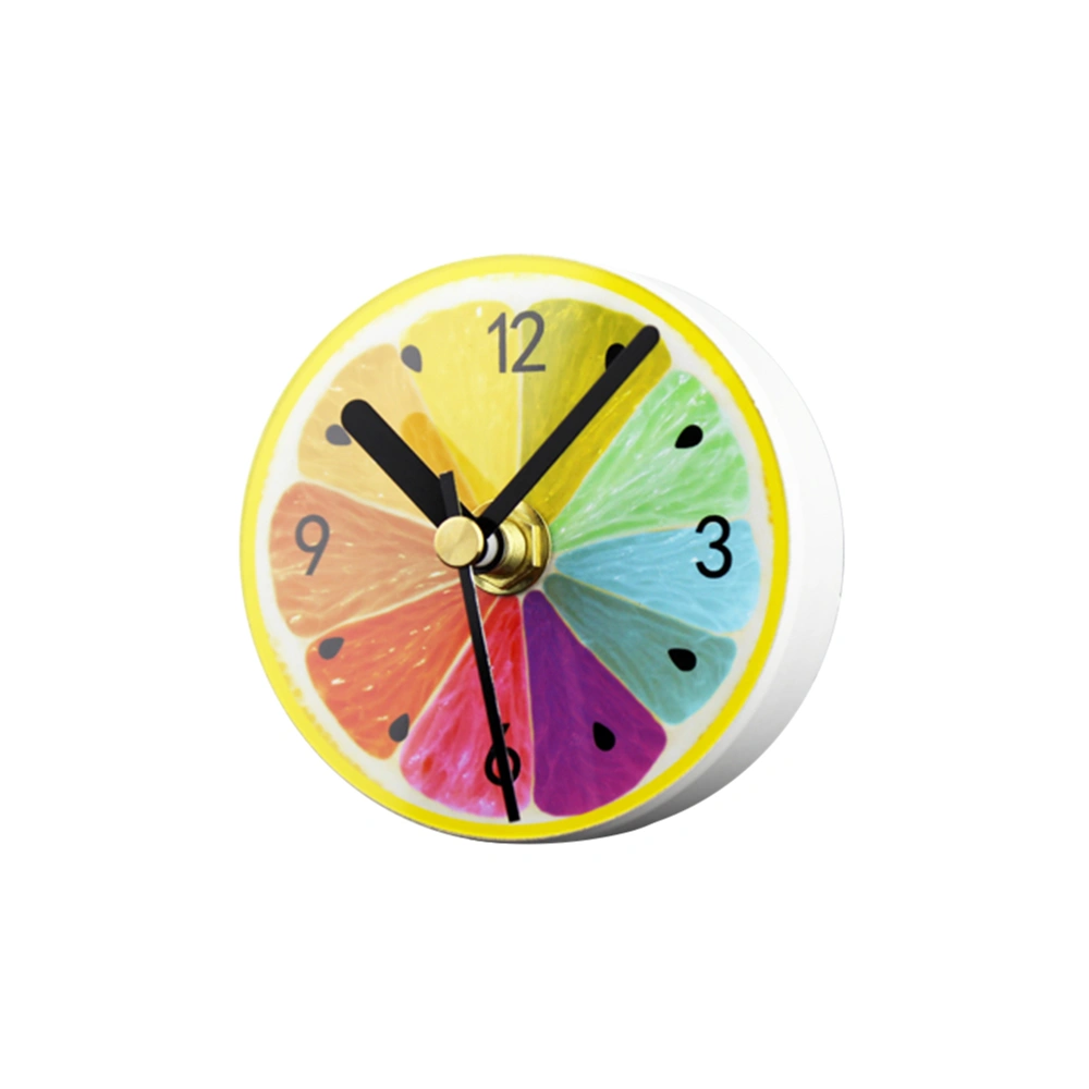 Refrigerator Magnets Sticker Clock Round Fruit Pattern Wall Clock Message Stickers (Colorful Lemon)