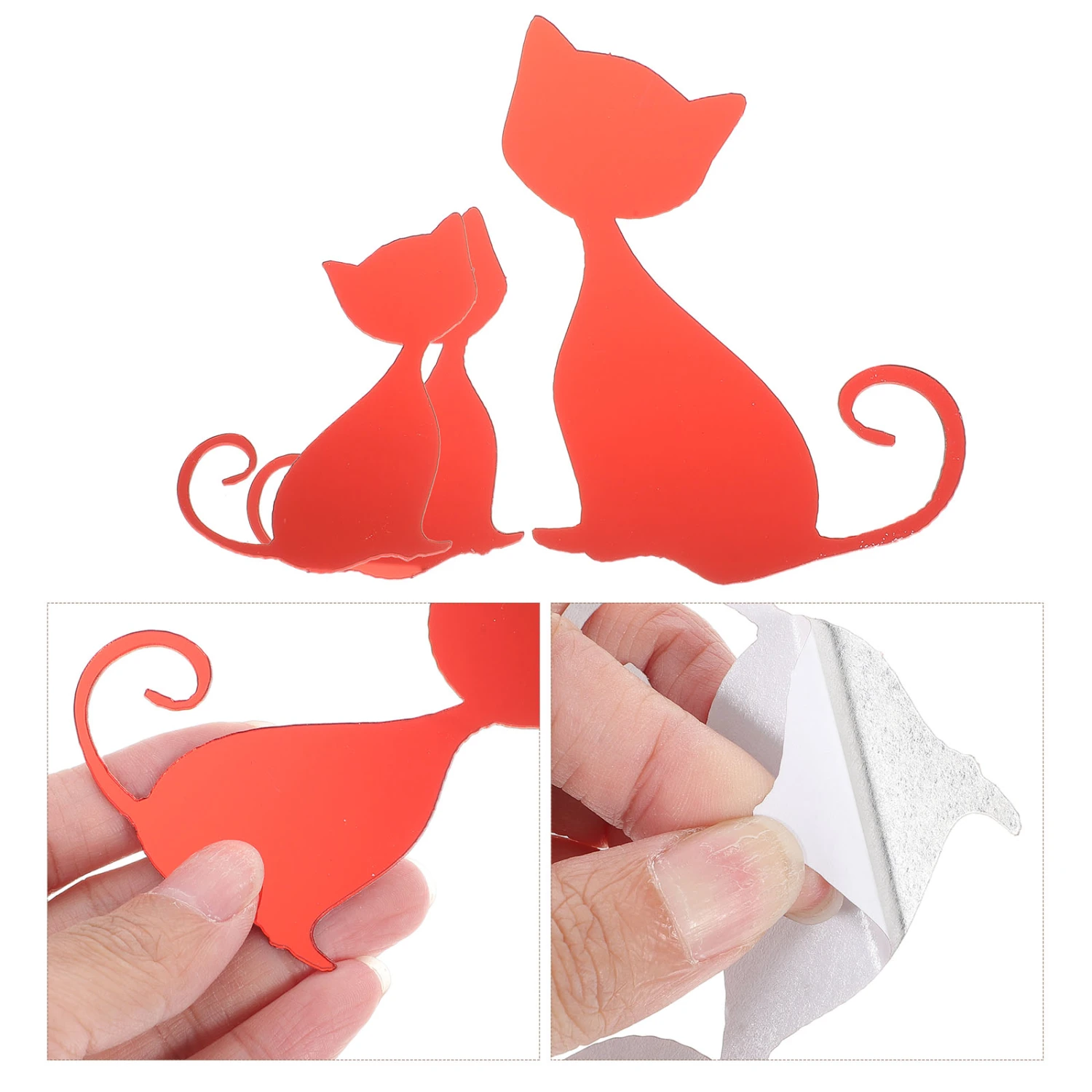 1 Set of DIY Mirror Effect Wall Decals Removable Decals Decor Bedroom Wall Cat Decals
