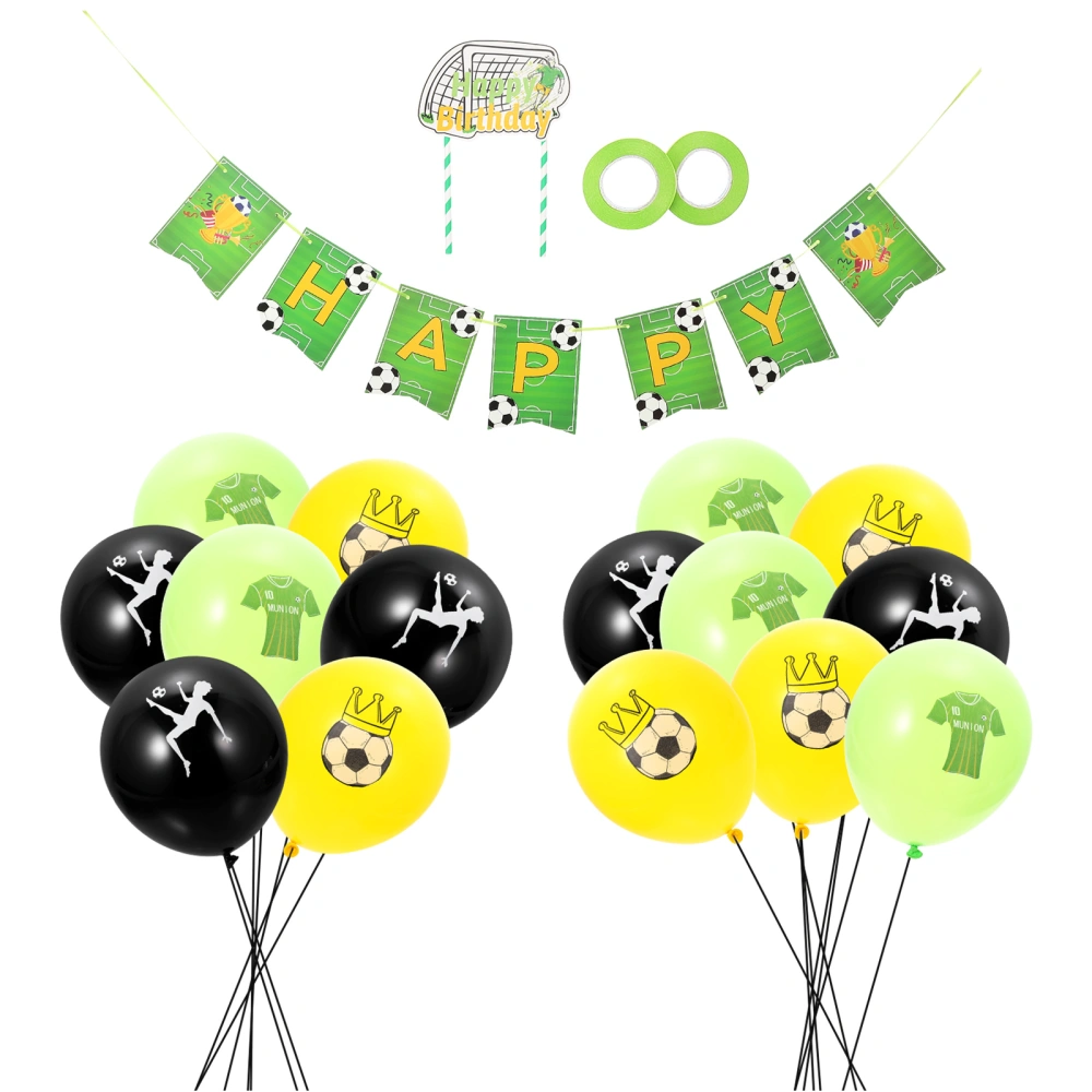 1 Set Football Themed Balloons Birthday Hanging Banner Cake Picks Decoration