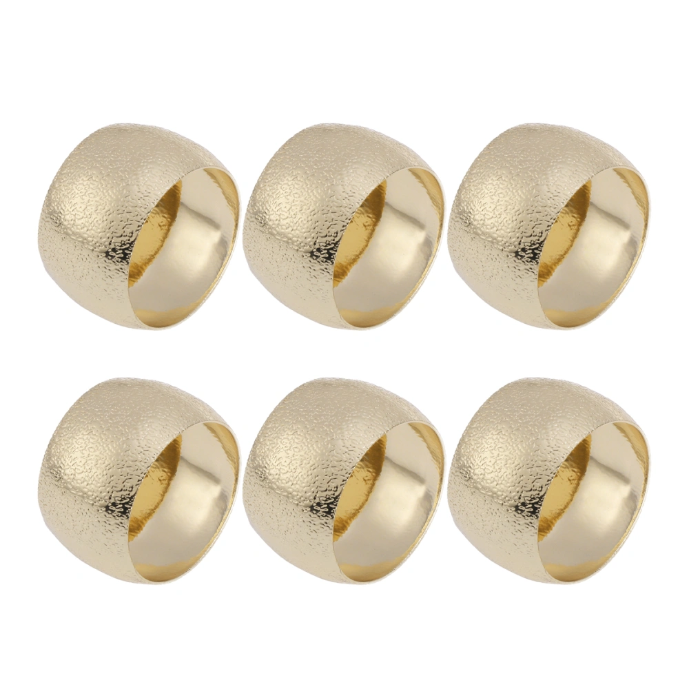 6 Pcs Decorative Napkin Ring Handmade Round Shape Metal Napkin Holder Wedding Party Dinner Table Decor (Golden)