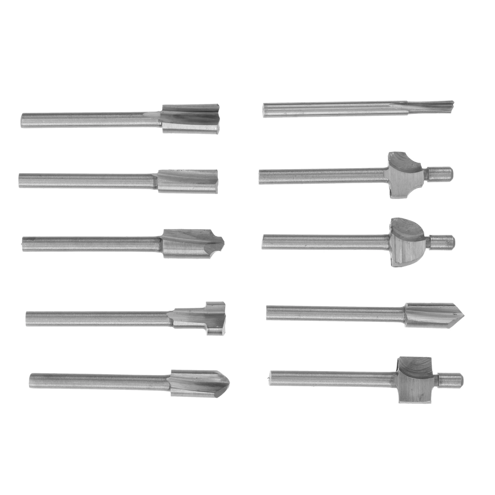 10pcs 1/8 Inch HSS Titanium Router Bits for Foredom Rotary Tool (Silver)