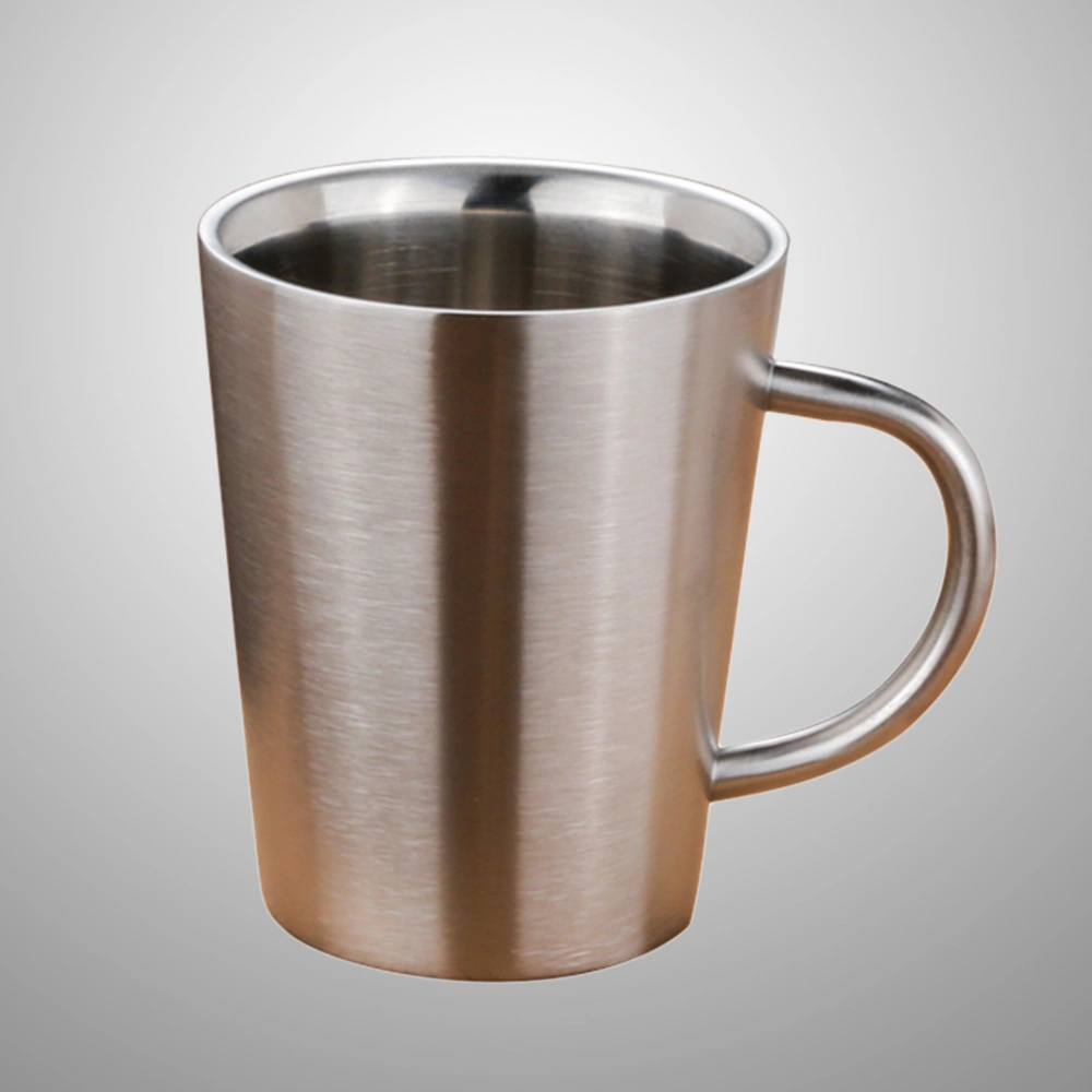 340ML Creative Stainless Steel Mug Double Layer Coffee Cup Insulation Anti-hot Household Products Beer Mug(Silver)