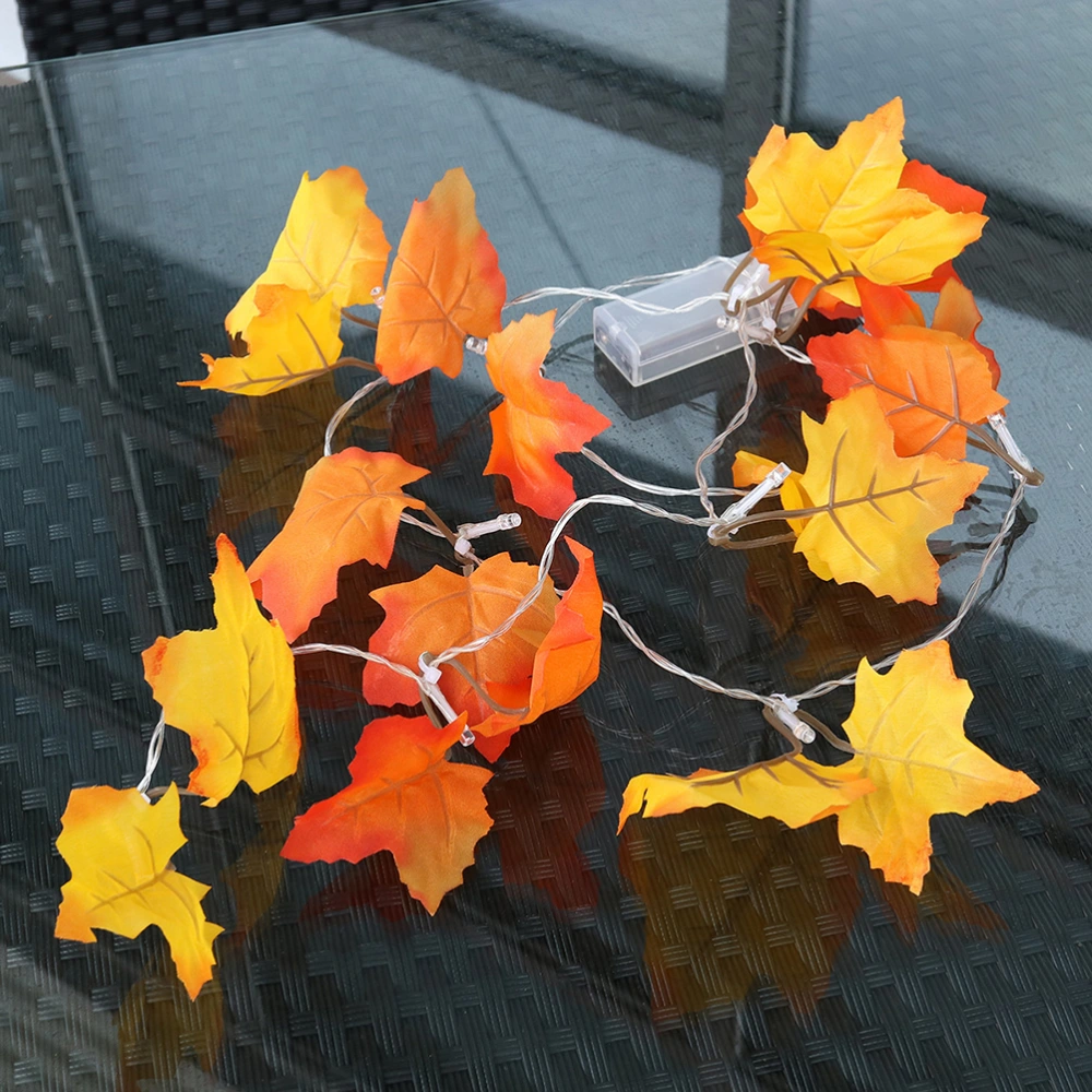 10 LED Maple Leaf String Lights Fairy Light Battery Operated Autumn Leaf Garland Harvest Decor Thanksgiving Decoration (Warm White)