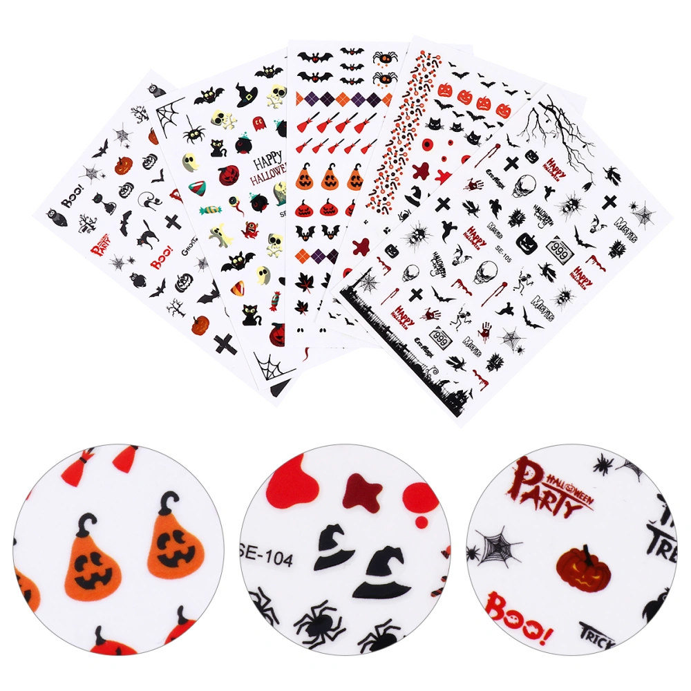 10 Sheets Halloween Nail Stickers Nail Decals Nail Art Stickers Manicure Decor