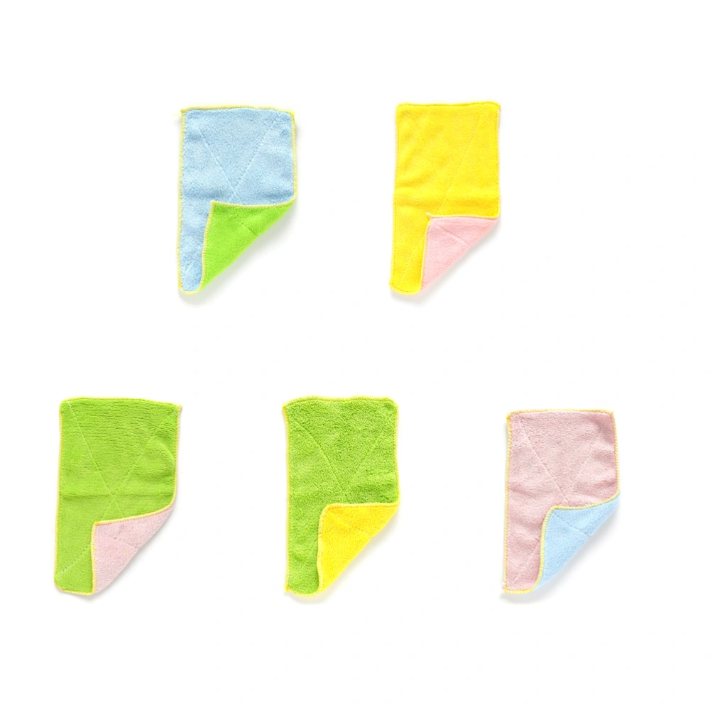 5pcs Two-Color Splice High Water Absorption Cleaning Towel Multipurpose Microfiber Cleaning Cloth (Pink Blue/Pink Green/Pink Yellow/Green Yellow/Green Blue)