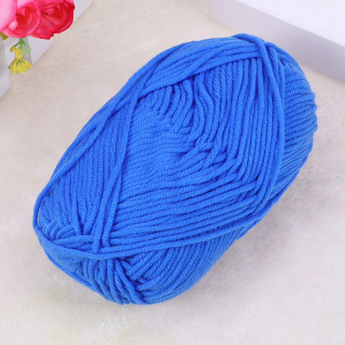 50g Milk Cotton Yarn Cotton Chunky Hand-woven Crochet Knitting Wool Yarn Warm Yarn for Sweaters Hats Scarves DIY (Blue)
