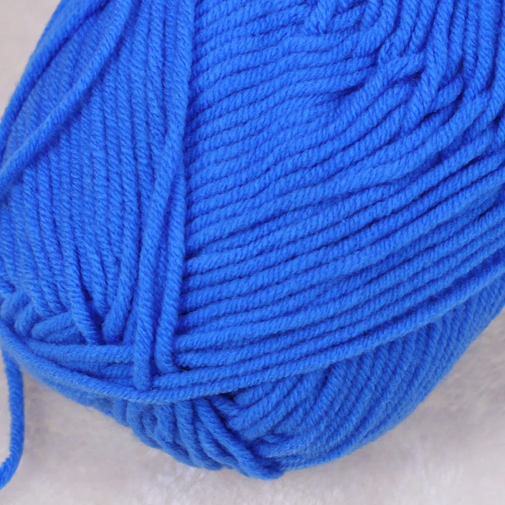 50g Milk Cotton Yarn Cotton Chunky Hand-woven Crochet Knitting Wool Yarn Warm Yarn for Sweaters Hats Scarves DIY (Blue)