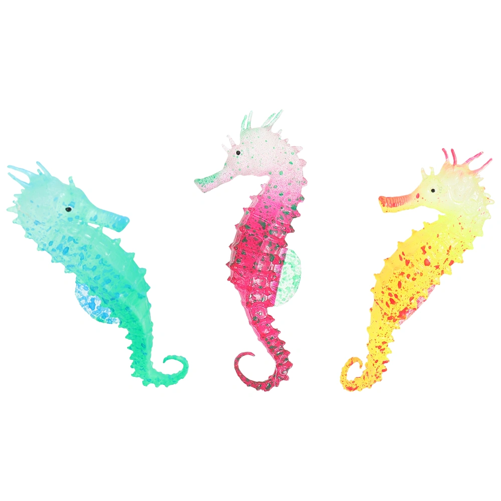 3pcs Silicone Glowing Sea Horse Household Decoration Landscape Accessory