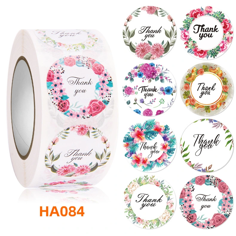 2 Rolls Thank Themed Roll Stickers Household Gift Stickers Label Stickers Letter Accessory