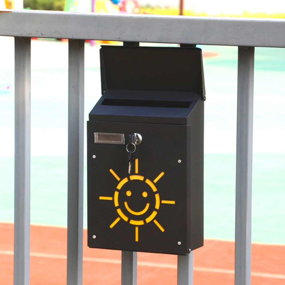 Hollowed-out Iron Post Box Wall Mounted Mailbox Creative Sun Ballot Box Suggestion Box Outdoor with Lock (As Shown)