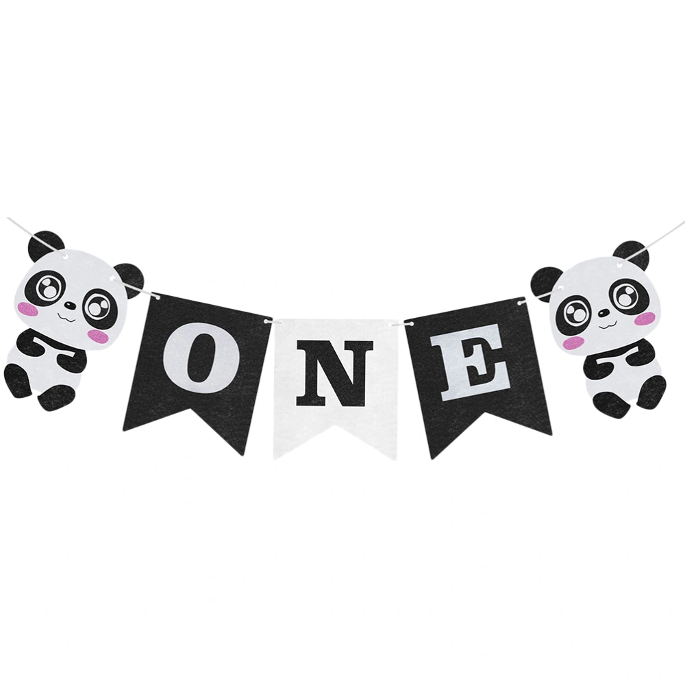 Panda Theme Baby One-year-old Birthday Non-woven Fabric Banner Garland Photo Props Party Supplies Baby 1st Shower Birthday Party Decoration