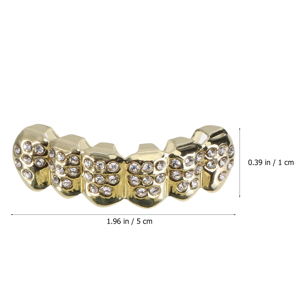 1 Set of Rhinestone Tooth Socket Copper Teeth Brace Shiny Teeth Decoration Teeth Accessories Silver (Lower and Upper Tooth)