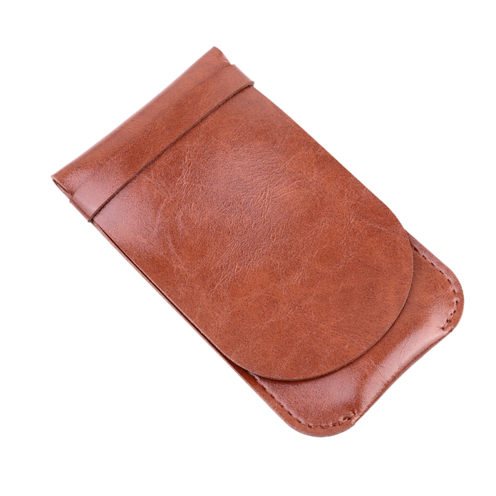 1Pc Leather Pen Case Holder Handmade Vintage Multi Pens Pouch Leather Pen Protective Sleeve Cover Pen Storage Bag for Home Office School(Coffee)