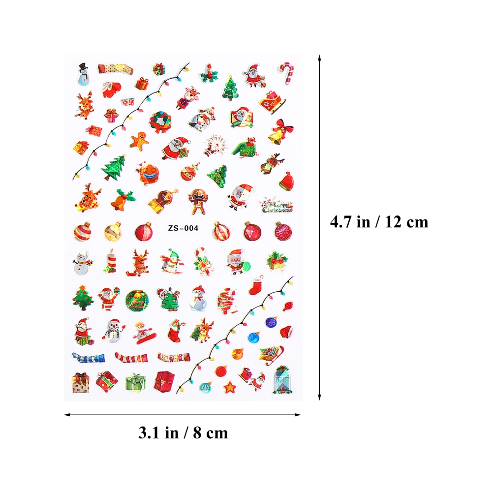 10 Sheets Delicate Christmas Nail Art Stickers Christmas Fingernail Decorations