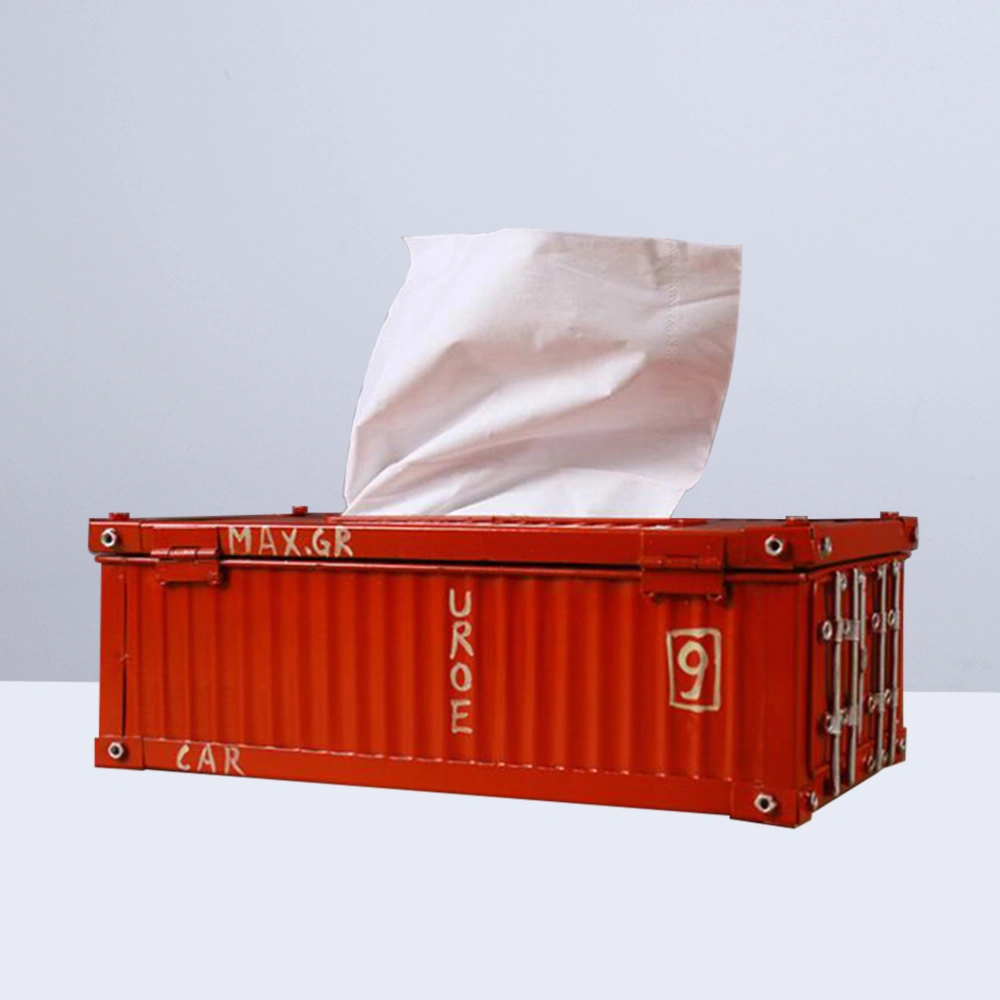 1Pc Retro Shipping Container Tissue Box Industrial Style Pumping Carton Household Decoration