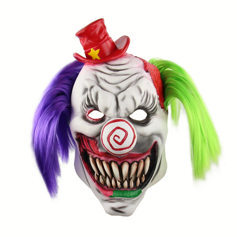 Halloween Cosplay Mask Horrific Mask Creepy Terrifying Toothy Red Hat Clown Mask