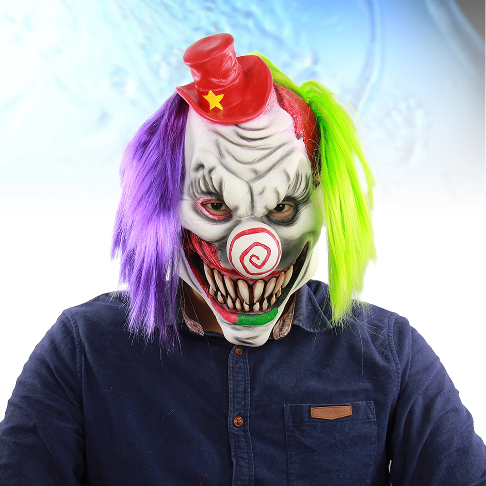 Halloween Cosplay Mask Horrific Mask Creepy Terrifying Toothy Red Hat Clown Mask