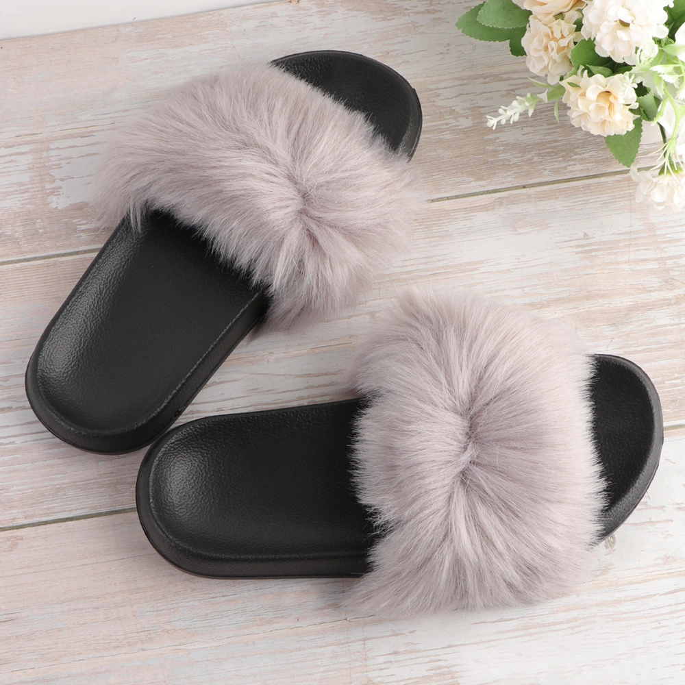 1Pair of Slippers  Winter Indoor Slippers for Women Girls Ladies Size 10.5US,8UK，42.5EU,10.8075Inch (Light Grey)