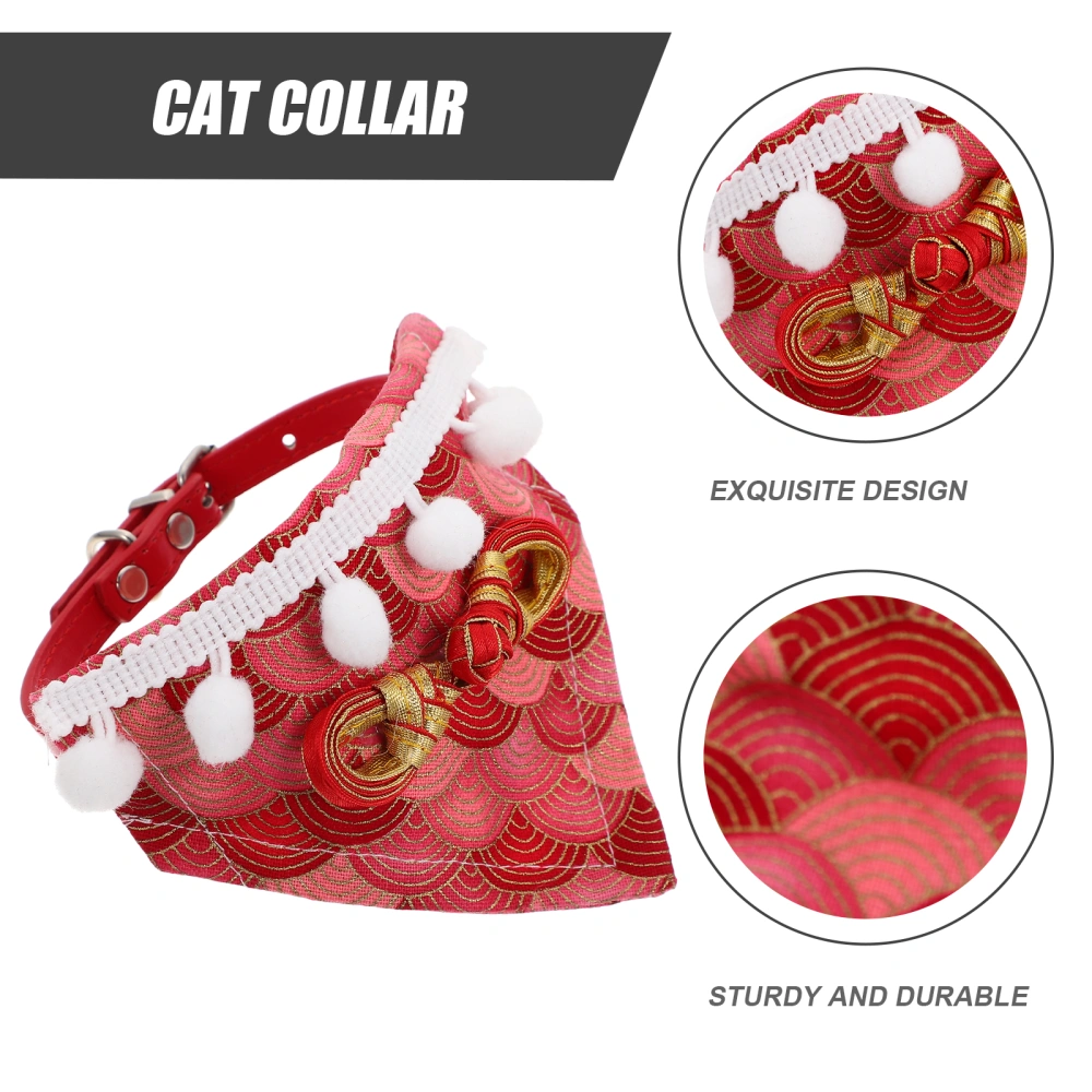 Chinese Style Cat Collar Adjustable Cat Bandana Collar Chinese Style Cat Neckwear Cat Decor