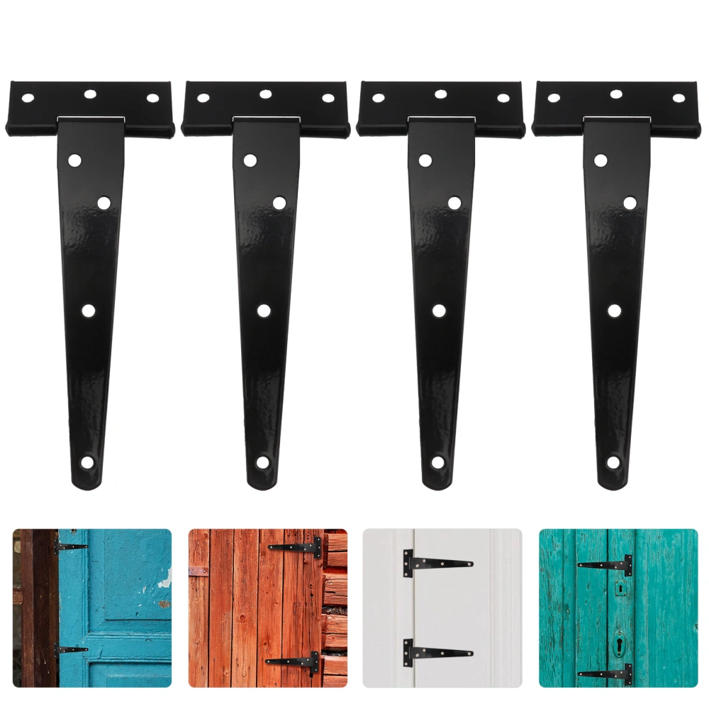 4PCS Zinc Plating T Shape Hinges Rustproof Iron Triangle Hinges Special Sturdy Shed Hinge Prcatical Door Gates Hinges for Home Store (Black 6 Inches)