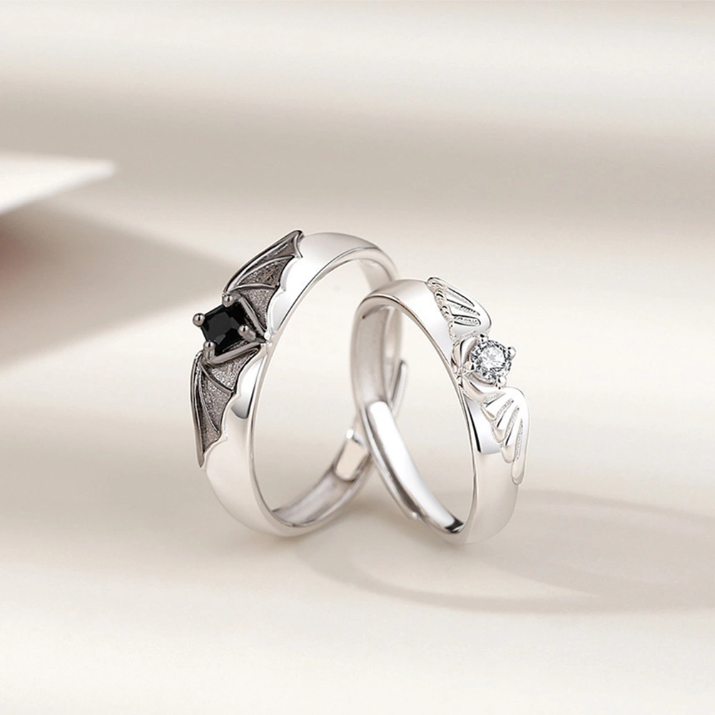 1 Pair Wing Rings Couple Rings Adjustable Open Ring Statement Finger Ring