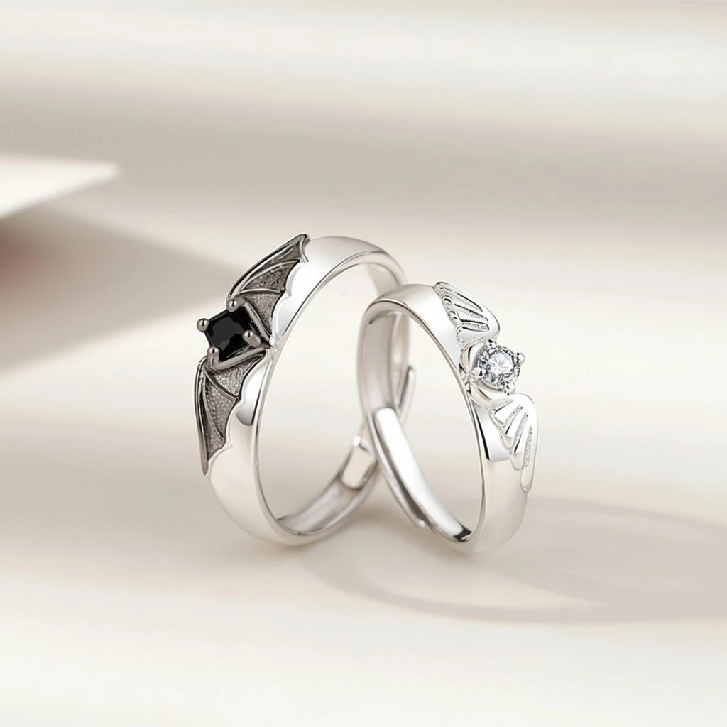 1 Pair Wing Rings Couple Rings Adjustable Open Ring Statement Finger Ring
