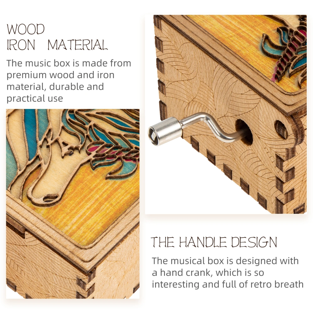 Wooden Hand Crank Music Box Creative Mini Musical Box Retro Desktop Adornment