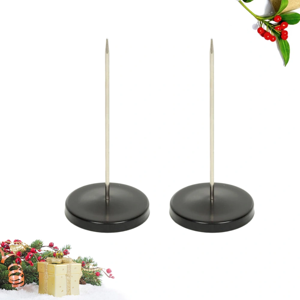 2PCS Desktop Bill Holder with Round Base Straight Rod Check Spindle Order Rack for Restaurant Kitchen Office Hotel