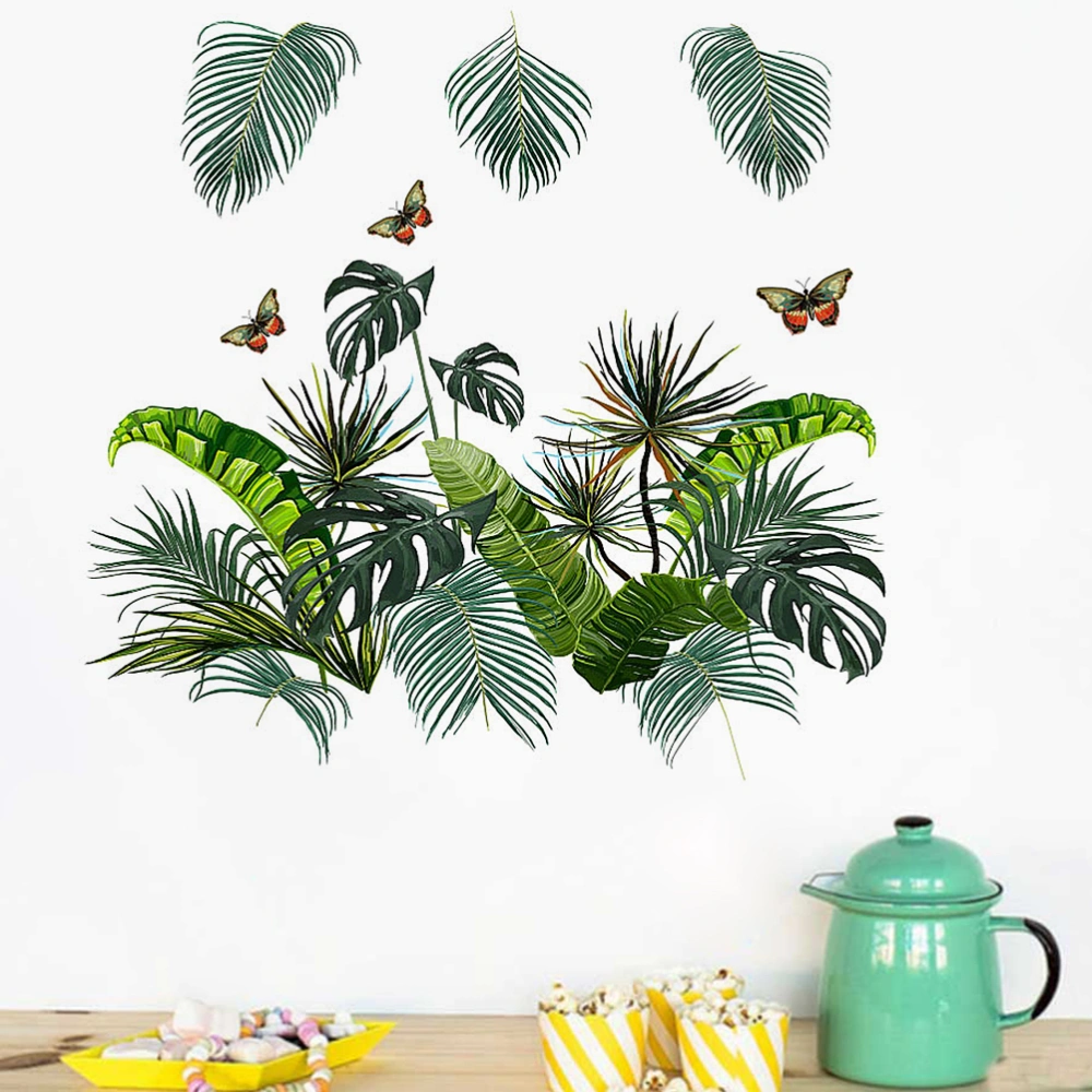 1pc Green Plant Flying Pattern Wall Stickers Removeable Refreshing Wallpaper Bedroom Living Room Sofa Background Decoration 