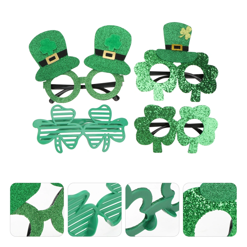 4 Pairs St Patrick's Day Eyeglasses Decor Party Eyewear Photo Prop (Green)