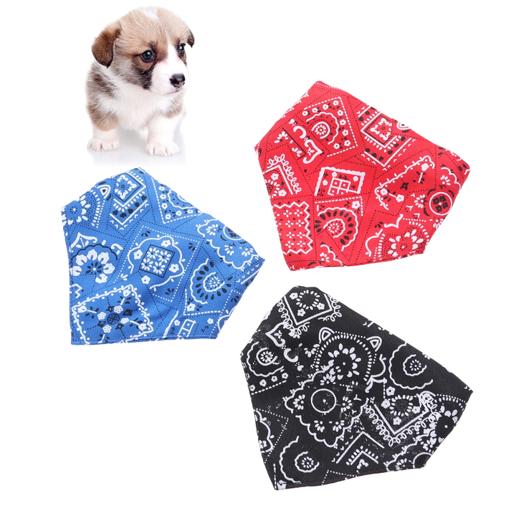 3pcs Printing Dog Cat Scarf Cotton Adjustable Collar Bib Neckerchief Saliva Towel Pet Accessories Supplies