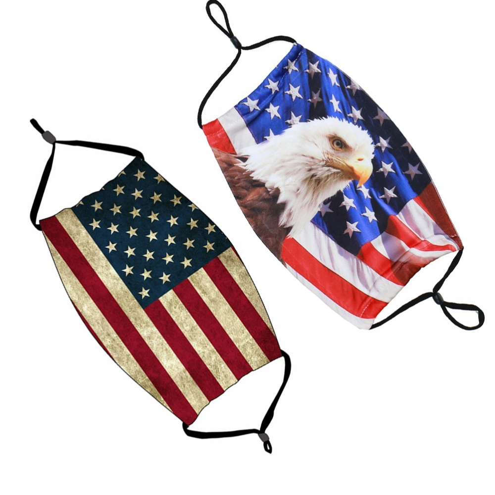 2Pcs American Flag Face Masks Dust Protection Reusable Washable Face Masks