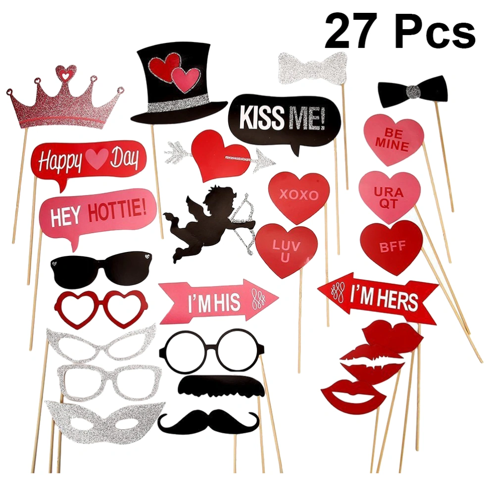 27pcs Valentine Day Photo Props Cupid Arrow Photo Accessory Wedding Party Decorative Props Multiple Styles Photo Props for Women Men