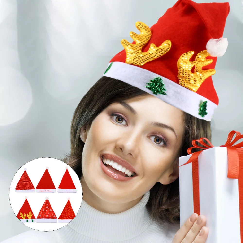 6pcs Christmas Party Hat Attractive Christmas Party Supplies (Random Style)