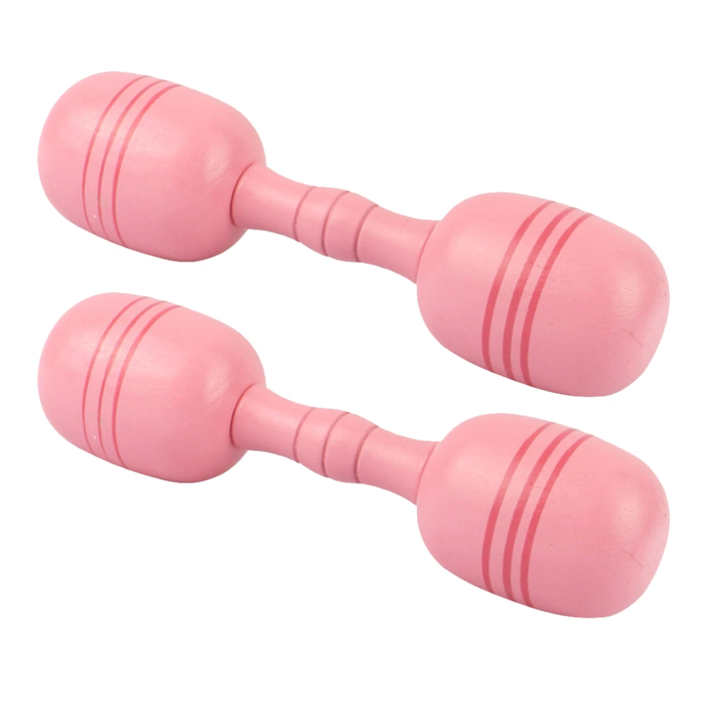 1 Pair Children Wooden Dumbbell Gymnastics Props Fitness Dumbbell Exercise Toys for Kids (300g Girls Style Pink)