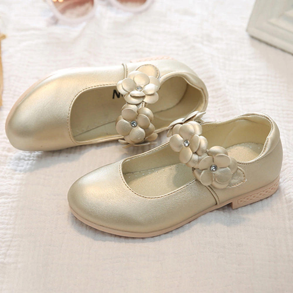 1 Pair Children Sole Shoes Fashion Flower Shoes Kids Adorable Shoes Shoes (Golden, Size 28, EU28, US11, UK10.5)