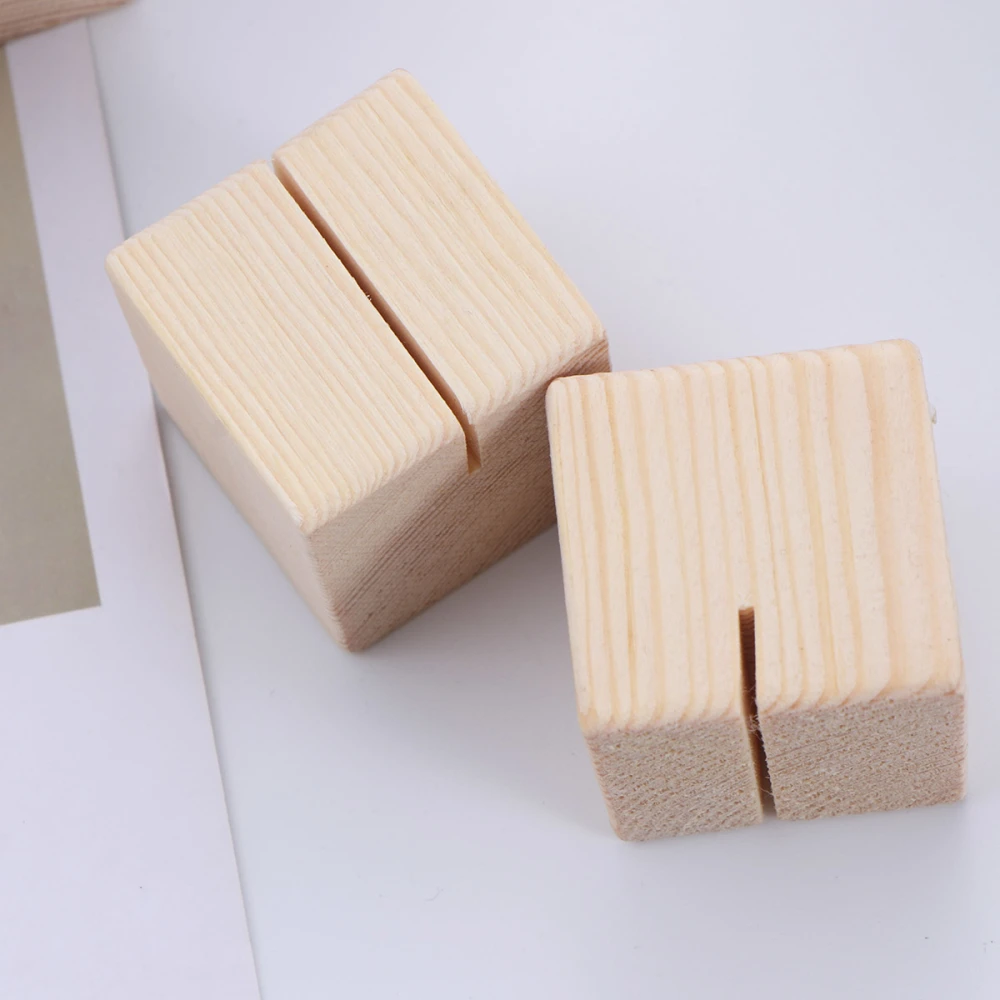 12pcs Natural Wood Photo Holder Memo Clips Business Holder Clamps Stand Desktop Message Crafts Gifts Office Stationery Organizer Home Decoration (3 x 3 x 3cm)