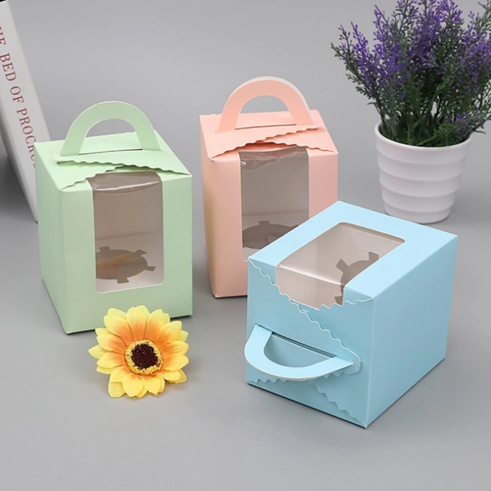 30pcs Cupcake Muffin Box Carry Food Meal Birthday Party Box Loot Bag Boxes with Handle