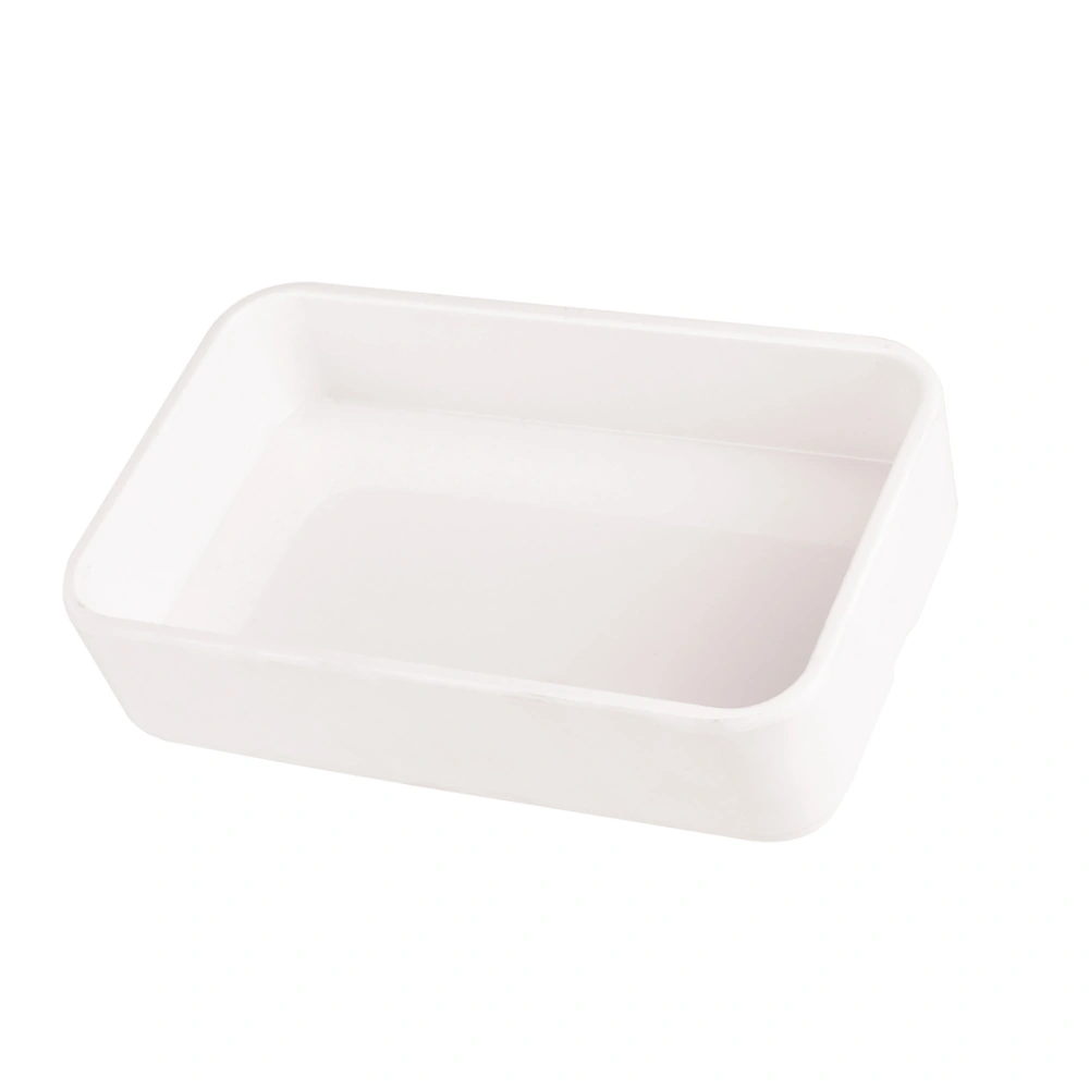 Melamine Rectangular Hot Pot Dish Plastic Barbecue Plate Tableware for Home Restaurant Buffet (Type B, Small Size, White)