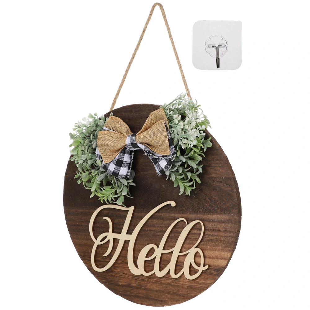 Welcome Wreath Wooden Hanging Sign for Farmhouse Front Porch Decoration