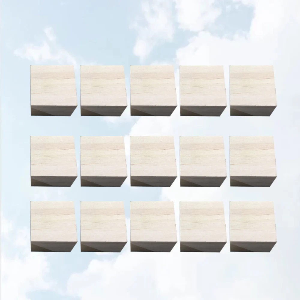 15 Pcs 5cm Unfinished Wooden Cube Wood Grain Blank Block Pieces DIY Ornament for Painting Art Pendant Crafts