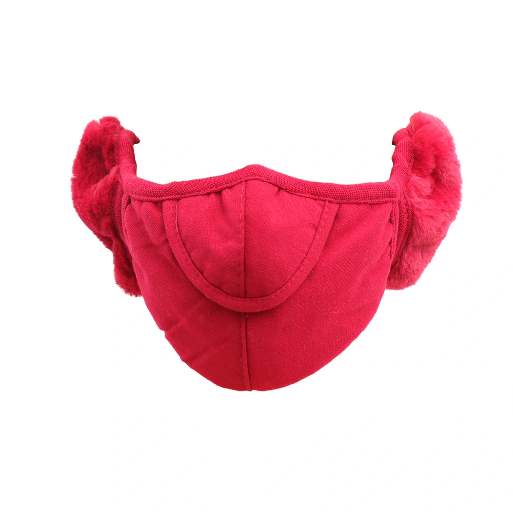 Winter Cotton Warm Mask Bike Cycling Half Face Ear Mask for Running Outdoor Winter (A925 Opening Mouth and Nose Style, Dark Red)