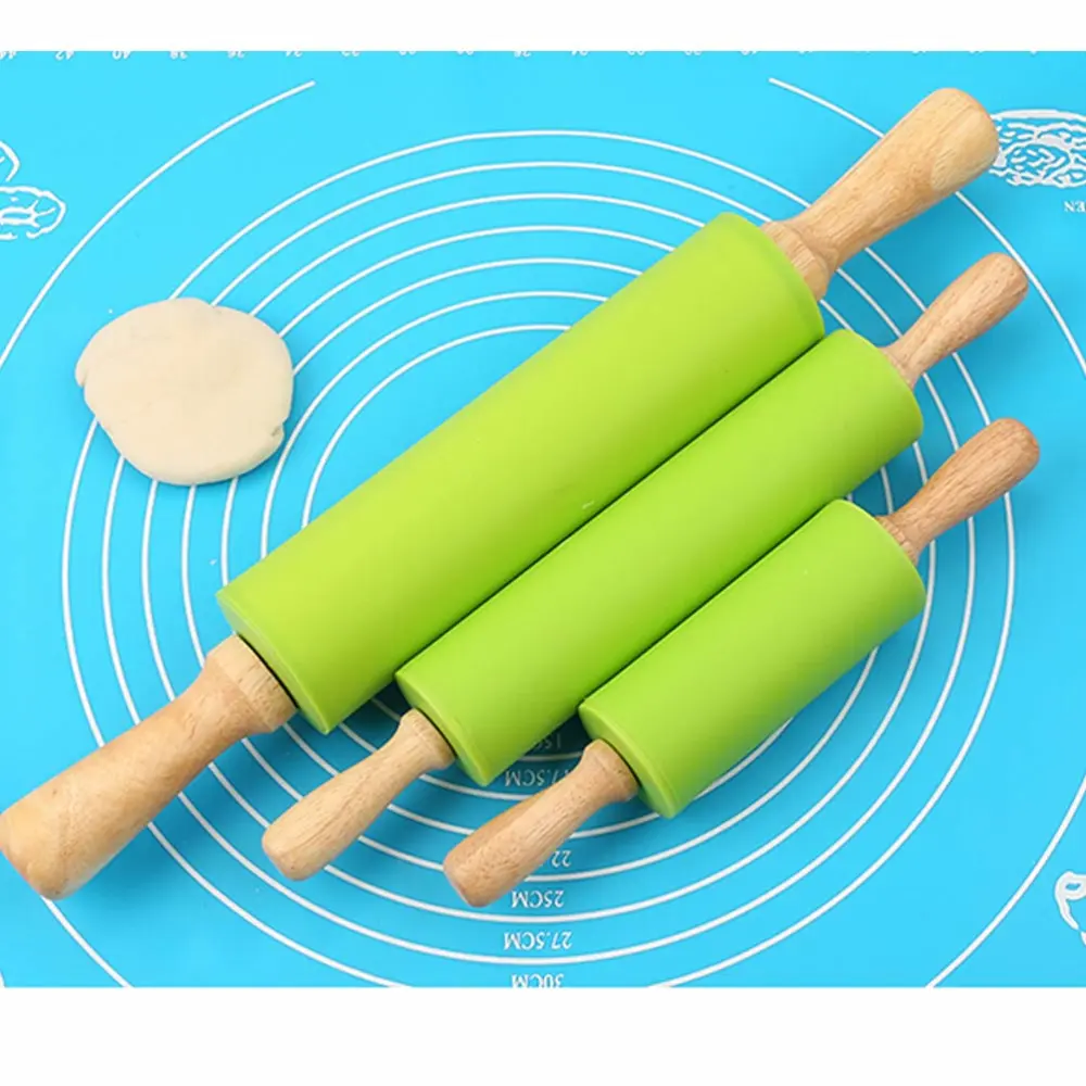 Wooden Dough Rolling Pin Baking Cooking Tool Roller for Pasta Cookies Pizza and Dough (Green)