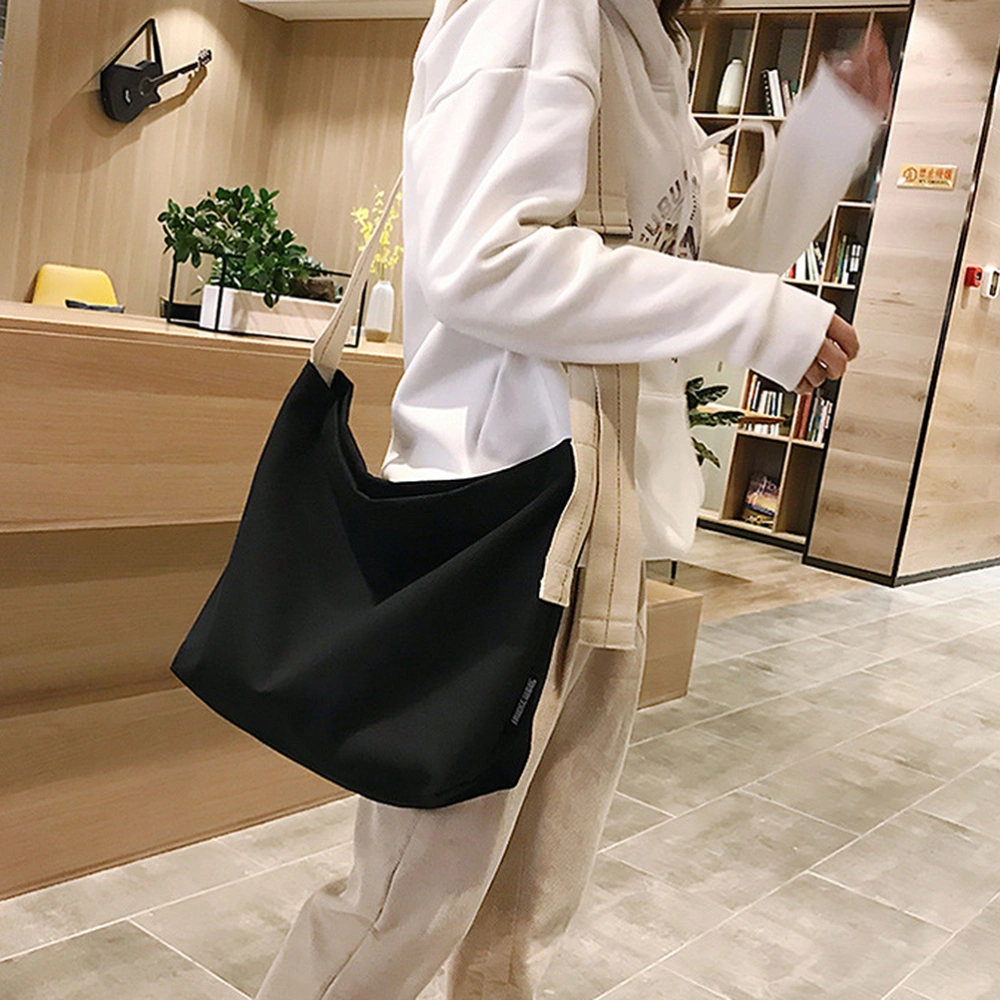 Casual Canvas Crossbody Bag Fashion Canvas Bag Portable Canvas Bag Stylish Shoulder Bag Black