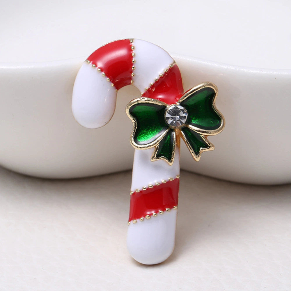 2pcs Christmas Walking Stick Set With Crystal Hand Made Brooch(White,Red,Green)