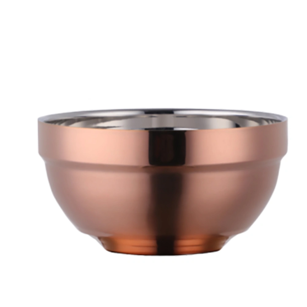 Stainless Steel Bowl Double-layer Insulation Bowl Household Thicken Bowl Anti-fall Snack Bowl (Rose Gold Adult Style)