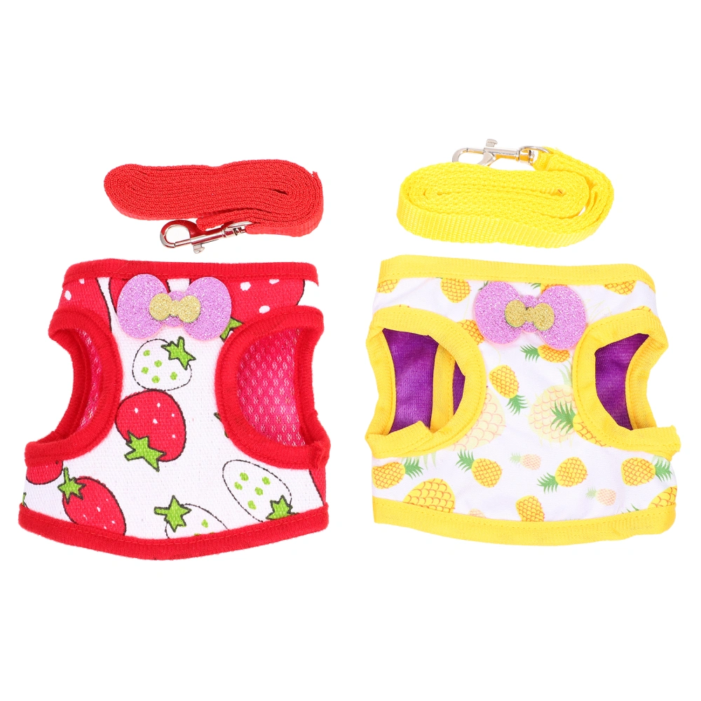 2 Sets of Bunny Special Harness Rabbit Outdoor Leash Fruit Printing Clothes