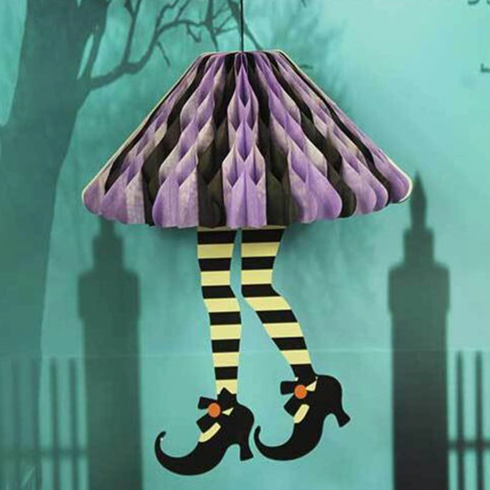 Halloween Hanging Ornament Honeycomb Shaped Skirt High Heels Paper Hanging Purple Party Ornament Indoor Outdoor Haunted House Party Hanging Pendant