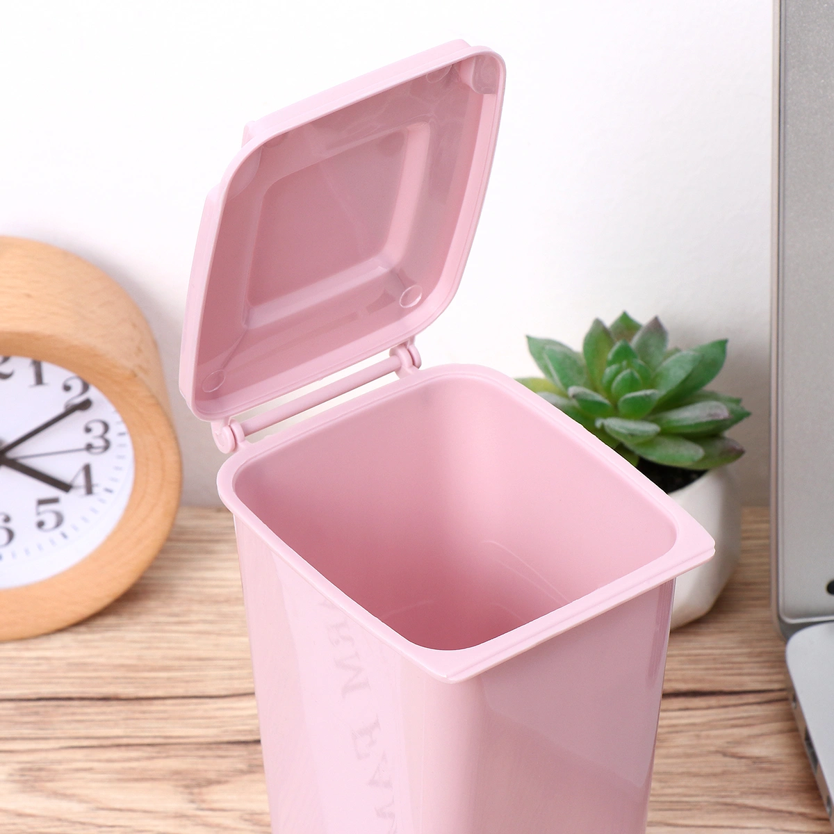 TOYMYTOY 4PCS Mini Trash Can Desktop Waste Bin Garbage Organizer Litter Holder (Black Blue Green Light Purple)